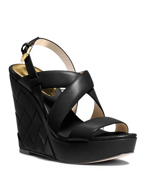 michael kors sandle wedges sale black|Michael Kors sandals wedges zipper.